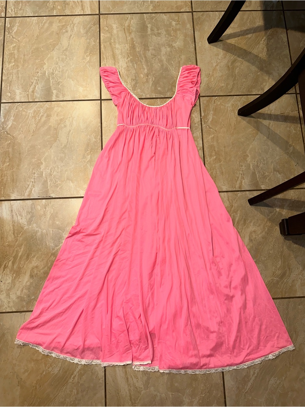 Bright Pink Vintage Claire Sandra Lucie Ann Nightgown Size 34